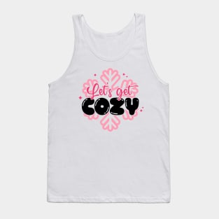 Let's Get Cozy for Holidays and Winter - Pink Snowflakes Tank Top